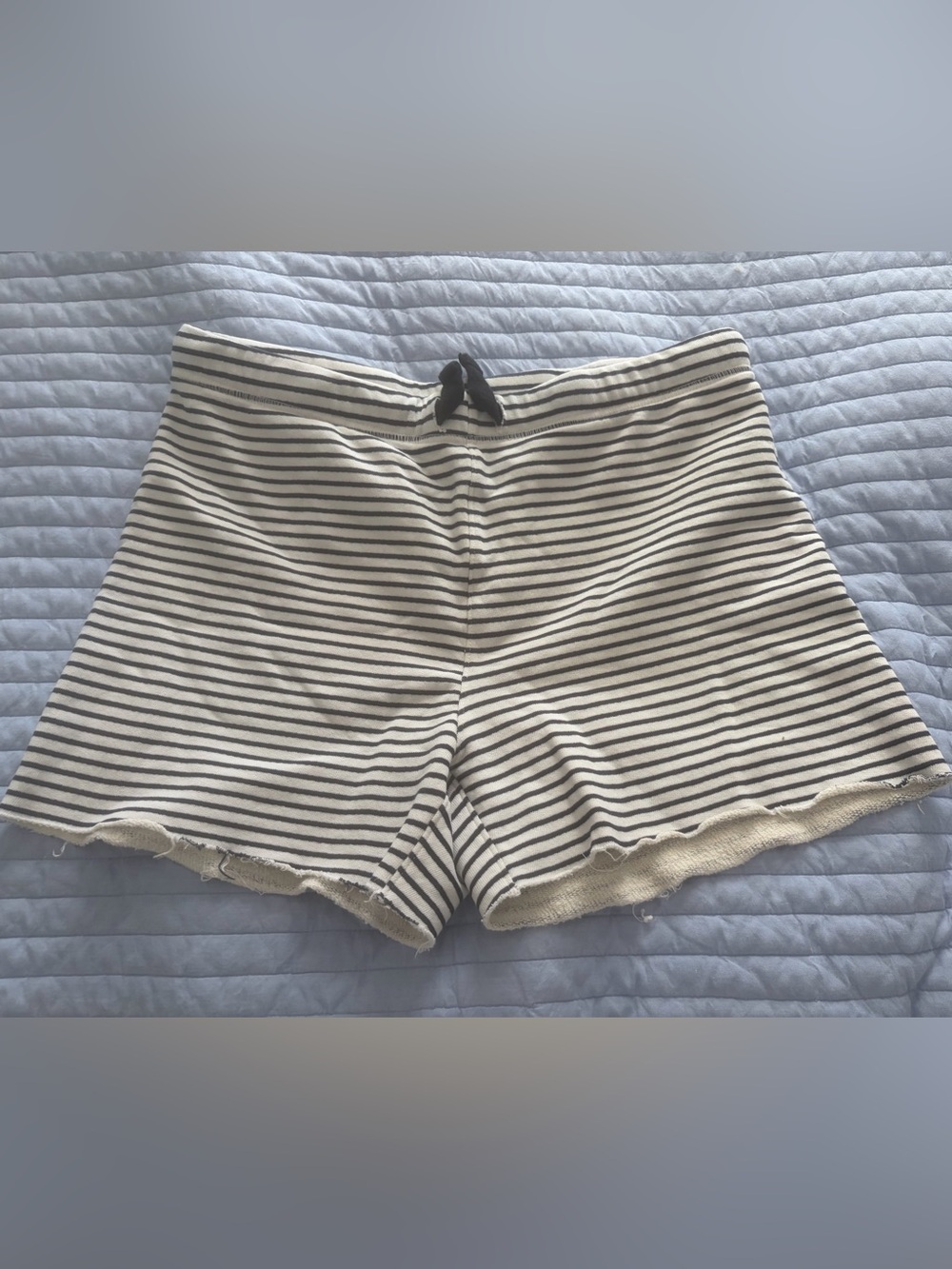 Frank and Eileen Pearl striped Terry sweat shorts raw hem coastal preppy XL